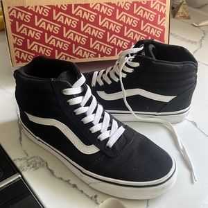 Vans black high top women’s shoes